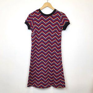 Zara Multicolor ZigZag Geo Pattern Knit Short Sleeve Mini Dress, Size Small, GUC